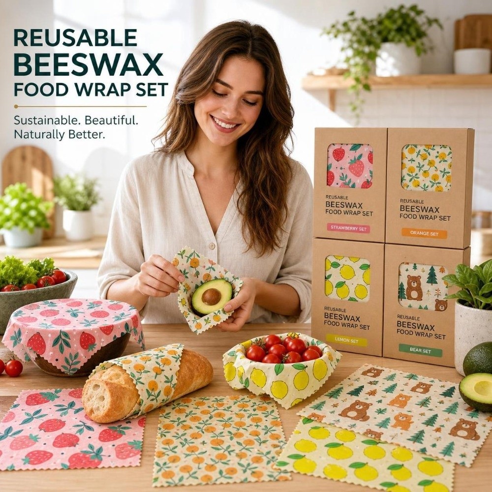 Beeswax Food Cover - 9 قطع من أغطية الطعام المصنوعة