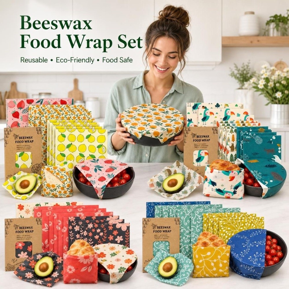 Beeswax Food Cover - 9 قطع من أغطية الطعام المصنوعة